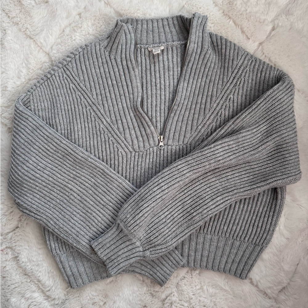 Gray Ribbed Women's Sweater